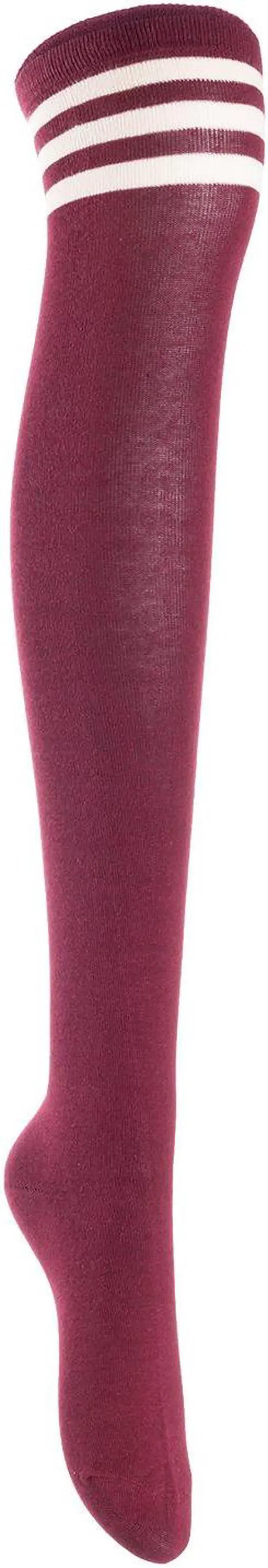 Alt view image 6 of 7 - Lian LifeStyle Women's 5 Pairs Adorable Comfortable Soft Thigh High Over Knee High Cotton Socks Size 6-9 L1022(Black,Cofe,Khaki,White,Wine)