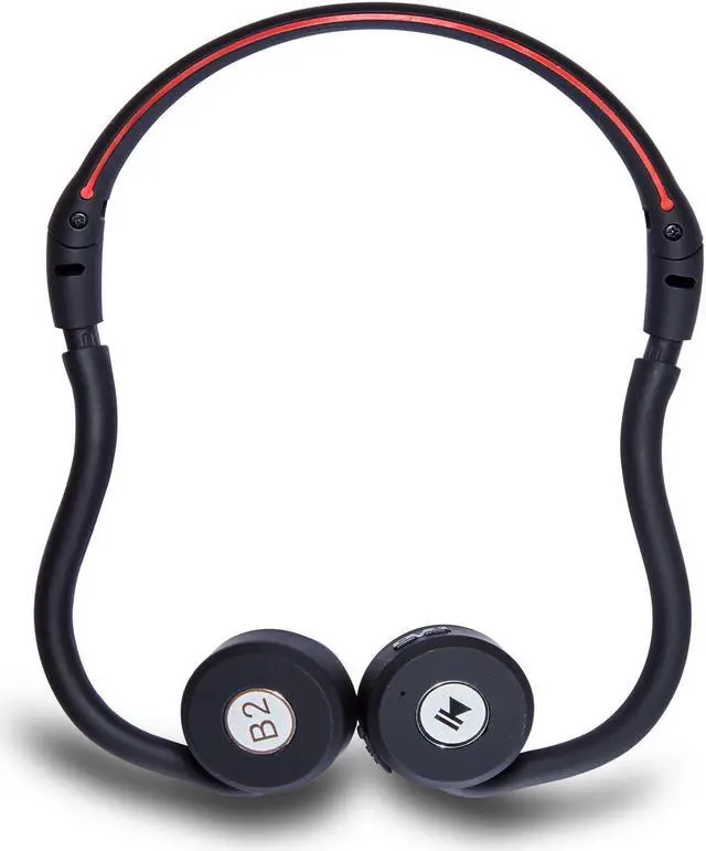 Alt view image 2 of 4 - Lian LifeStyle Premium Bone Conduction Headphones Lightweight & Waterproof w/ Mic & Bluetooth Wireless Over Ear Headset Suitable for Sports LLS-YKLB2 (Black Red)