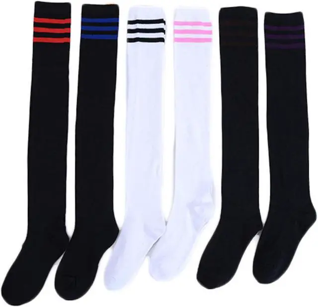 Main image of Lian LifeStyle Women's 2 Pairs Adorable, Fashionable and Ultra-Soft Thigh High Cotton Socks  for everyday relaxed feet RX Size 6-9 (Coffee Strip)
