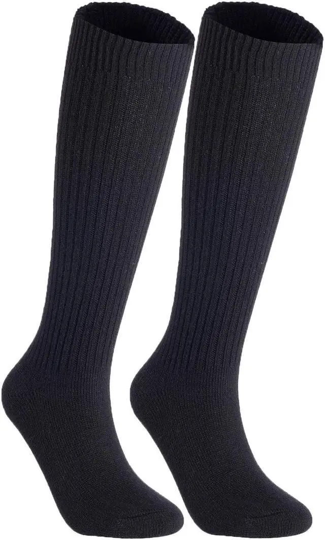 Main image of Lian LifeStyle Big Girl's Women's 2 Pairs Exceptional, Non-Slip, Cozy and Cool Knee High Wool Socks FS05 Size 6-9 (Black)