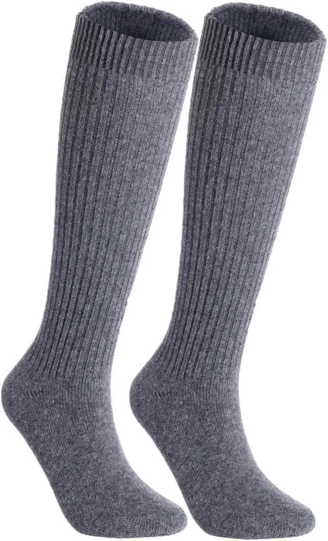 Main image of Lian LifeStyle Women's 2 Pairs Exceptional, Non-Slip, Cool and Cozy Knee High Wool Socks FS05 Size 6-9 (Grey)