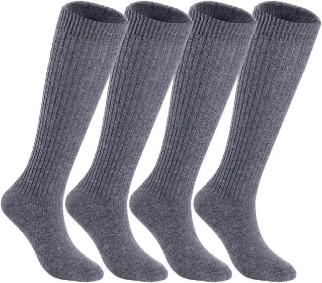Main image of Lian LifeStyle Big Girl's Women's 4 Pairs Exceptional, Non-Slip, Cozy and Cool Knee High Wool Socks FS05 Size 6-9 (Grey)4p6