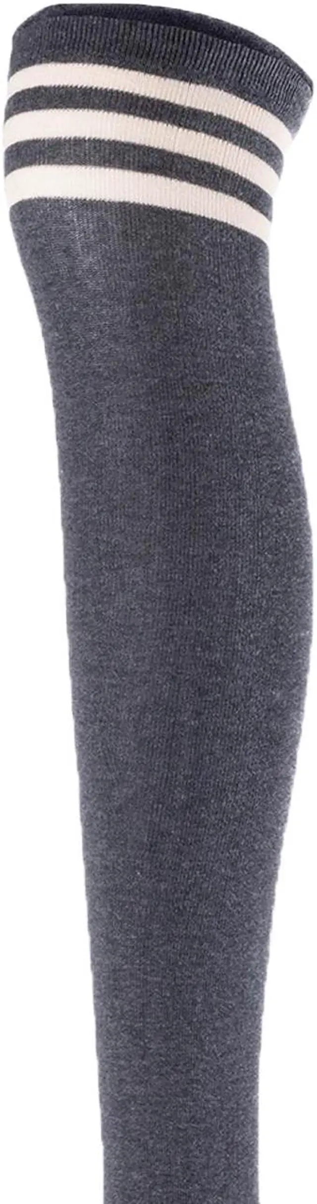 Alt view image 6 of 7 - Lovely Annie Women's 3 Pairs Incredible Durable Super Soft Unique Over Knee High Thigh High Cotton Socks Size 6-9 A1022(Dark Grey, Kakhi, White)