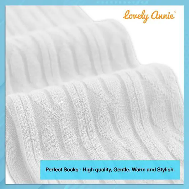 Alt view image 4 of 4 - Lovely Annie Women's 5 Pairs Incredible Durable Super Soft Unique Over Knee High Thigh High Cotton Socks Size 6-9 A1024(Cream)