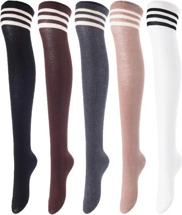 Alt view image 2 of 7 - Lovely Annie Women's 5 Pairs Incredible Durable Super Soft Unique Over Knee High Thigh High Cotton Socks Size 6-9 A1022(Random)
