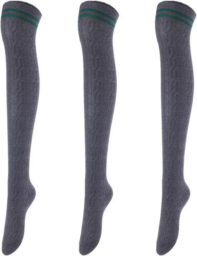 Main image of Lovely Annie Women's 3 Pairs Incredible Durable Super Soft Unique Over Knee High Thigh High Cotton Socks Size 6-9 A1023(DarkGrey)