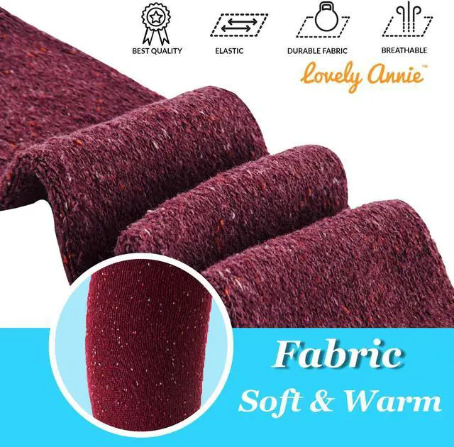 Alt view image 4 of 6 - Lovely Annie Women's 3 Pairs Cute High Knee Cotton Socks, Cozy Fluffy  Fancy with a Wide Color and Size Range Size 7-9 A158212(Wine)