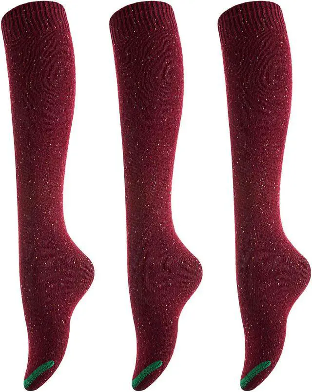 Main image of Lovely Annie Women's 3 Pairs Cute High Knee Cotton Socks, Cozy Fluffy  Fancy with a Wide Color and Size Range Size 7-9 A158212(Wine)