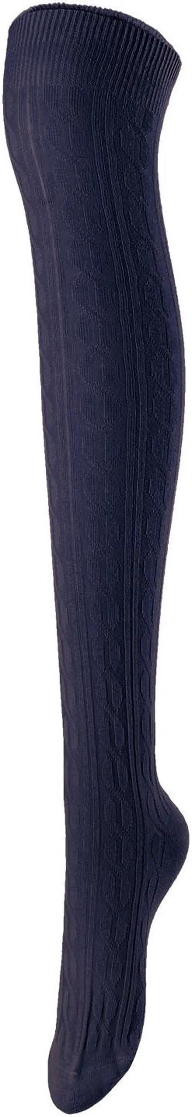 Alt view image 6 of 7 - Lovely Annie Women's 5 Pairs Incredible Durable Super Soft Unique Over Knee High Thigh High Cotton Socks Size 6-9 A1024(Black,Coffee,Grey,DG,Navy)