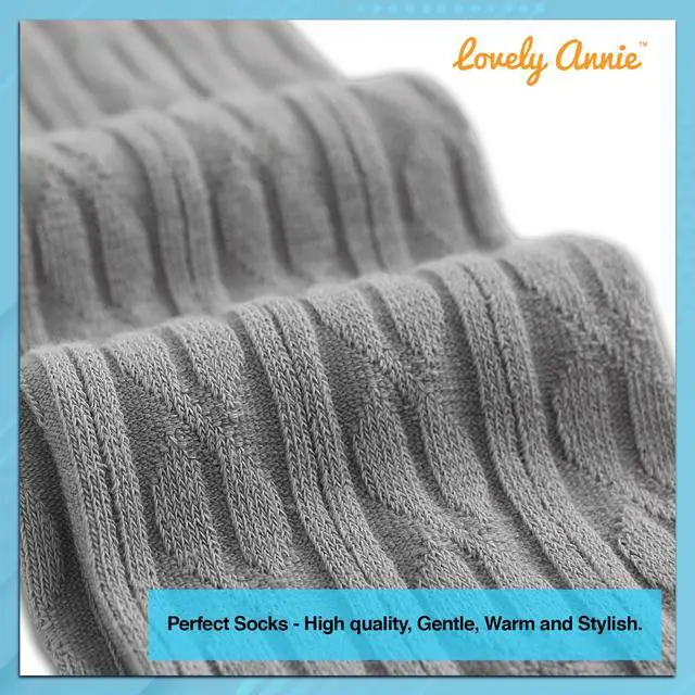 Alt view image 6 of 7 - Lovely Annie Women's 3 Pairs Incredible Durable Super Soft Unique Over Knee High Thigh High Cotton Socks Size 6-9 A1024 (Black,Grey,Navy)