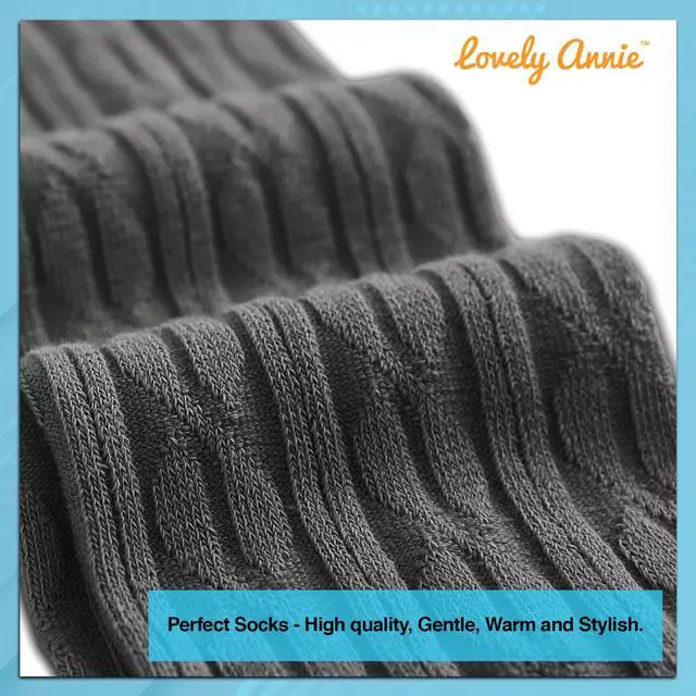 Alt view image 6 of 6 - Lovely Annie Women's 3 Pairs Incredible Durable Super Soft Unique Over Knee High Thigh High Cotton Socks Size 6-9 A1024 (Black,Coffee,Dark Grey)