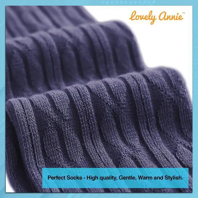 Alt view image 3 of 4 - Lovely Annie Women's 3 Pairs Incredible Durable Super Soft Unique Over Knee High Thigh High Cotton Socks Size 6-9 A1024(Navy)