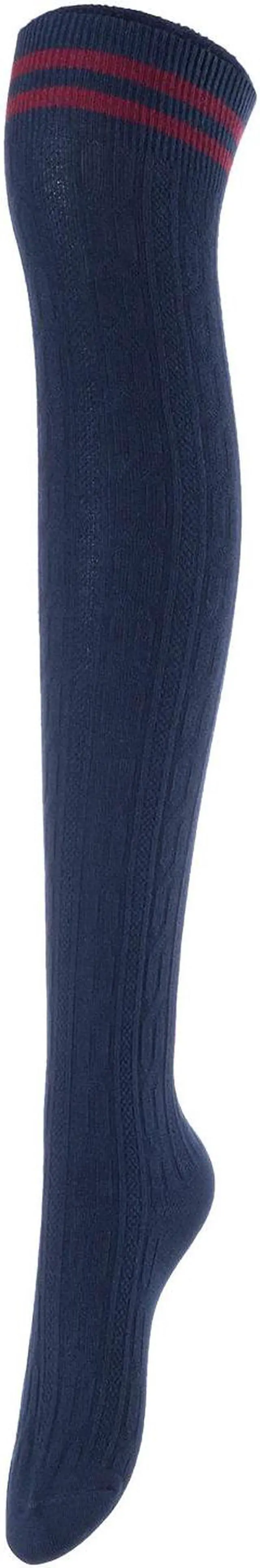 Alt view image 5 of 7 - Lovely Annie Big Girl's Women's 5 Pairs Incredible Durable Super Soft Unique Over Knee High Thigh High Cotton Socks Size 6-9 A1023(Blk,Kaki,Wite,Nvy,Wine)