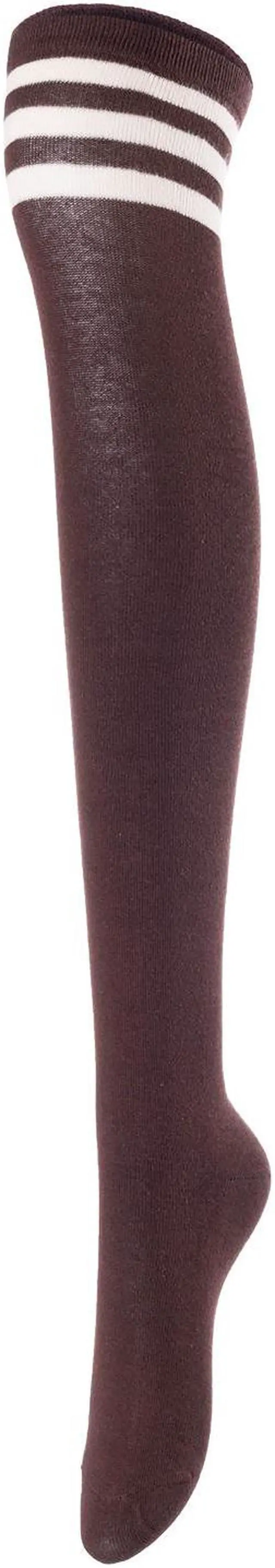 Alt view image 3 of 7 - Lovely Annie Women's 5 Pairs Incredible Durable Super Soft Unique Over Knee High Thigh High Cotton Socks Size 6-9 A1022(Black,Coffee,DG,Khaki,Wine)