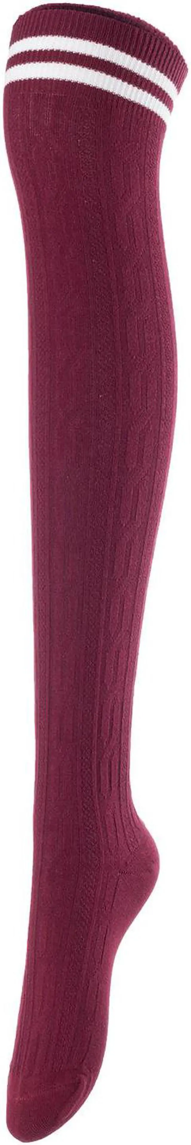 Alt view image 6 of 7 - Lovely Annie Big Girl's Women's 5 Pairs Incredible Durable Super Soft Unique Over Knee High Thigh High Cotton Socks Size 6-9 A1023(Blk,Cof,Kaki,Wite,Wine)