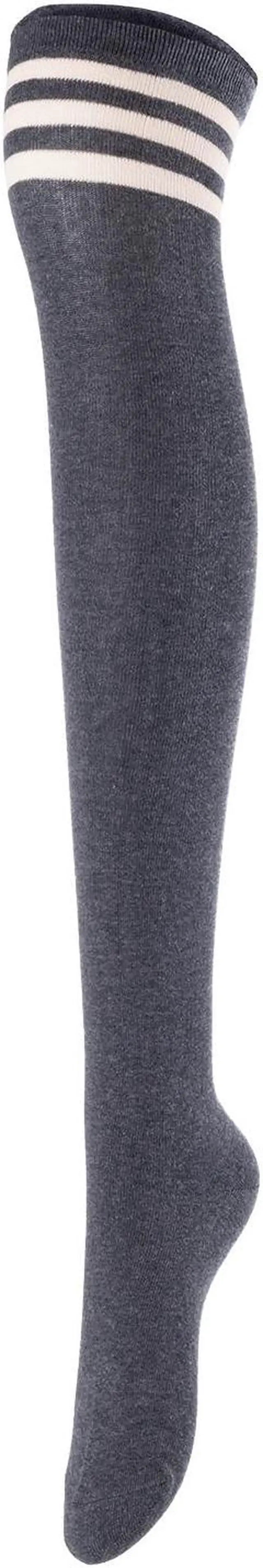 Alt view image 2 of 7 - Lovely Annie Women's 3 Pairs Incredible Durable Super Soft Unique Over Knee High Thigh High Cotton Socks Size 6-9 A1022(Dark Grey, Kakhi, White)