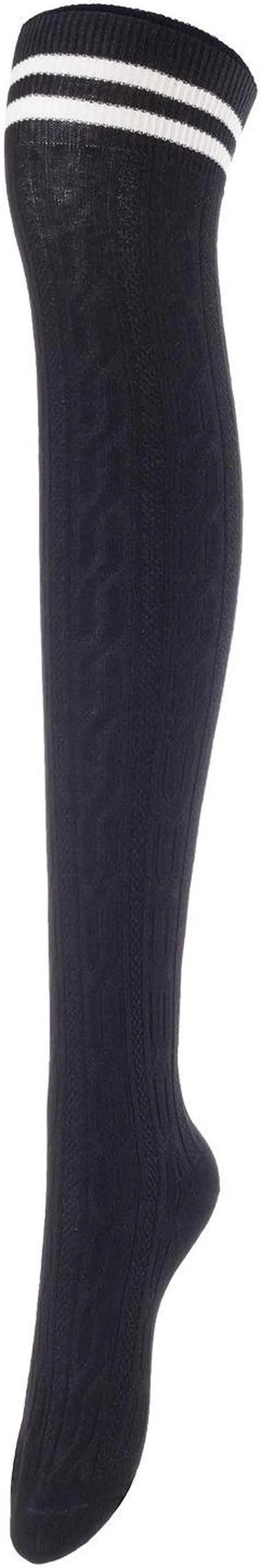 Alt view image 2 of 7 - Lovely Annie Big Girl's Women's 5 Pairs Incredible Durable Super Soft Unique Over Knee High Thigh High Cotton Socks Size 6-9 A1023(Blk,Cof,Kaki,Wite,Wine)