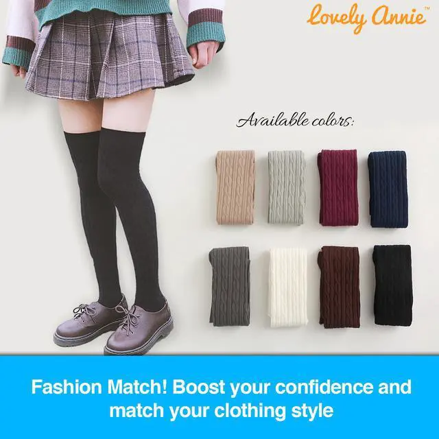 Alt view image 7 of 7 - Lovely Annie Women's 5 Pairs Incredible Durable Super Soft Unique Over Knee High Thigh High Cotton Socks Size 6-9 A1024(Beige,LG,Wine,Cream,Coffee)