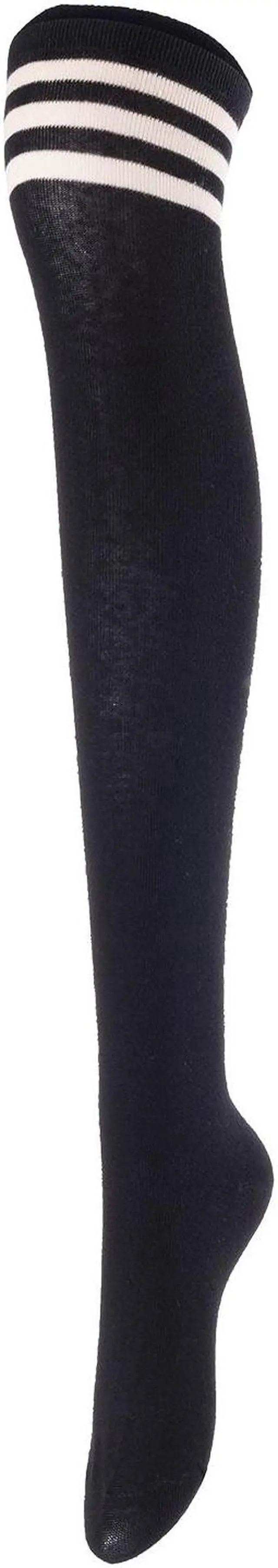 Alt view image 2 of 7 - Lovely Annie Women's 5 Pairs Incredible Durable Super Soft Unique Over Knee High Thigh High Cotton Socks Size 6-9 A1022(Black,Coffee,DG,Khaki,Wine)