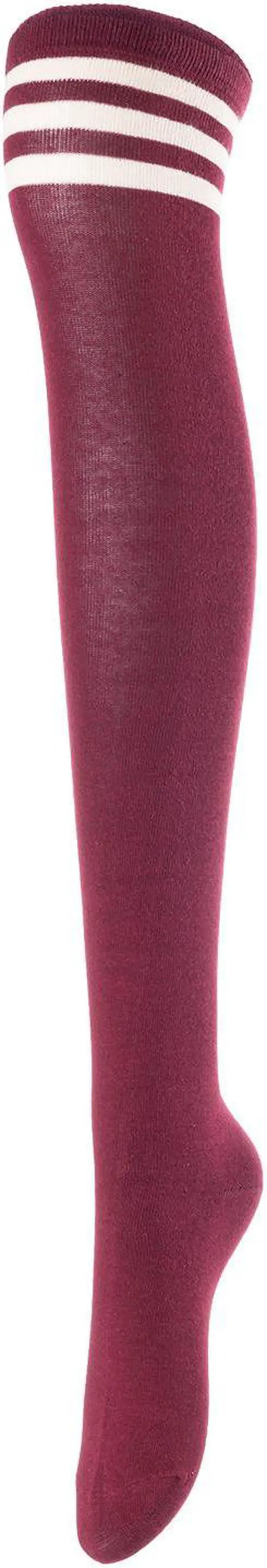 Alt view image 6 of 7 - Lovely Annie Women's 5 Pairs Incredible Durable Super Soft Unique Over Knee High Thigh High Cotton Socks Size 6-9 A1022(Black,Coffee,DG,Khaki,Wine)