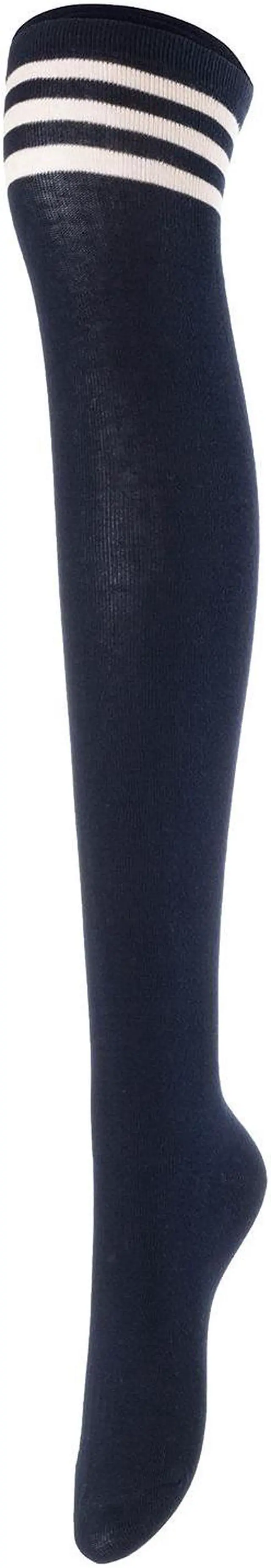 Alt view image 6 of 7 - Lovely Annie Big Girls Womens 5Pairs Incredible Durable Super Soft Unique Over Knee High Thigh High Cotton Socks Size 6-9 A1022(Blk,Cof,Kaki,Wite,Nvy)