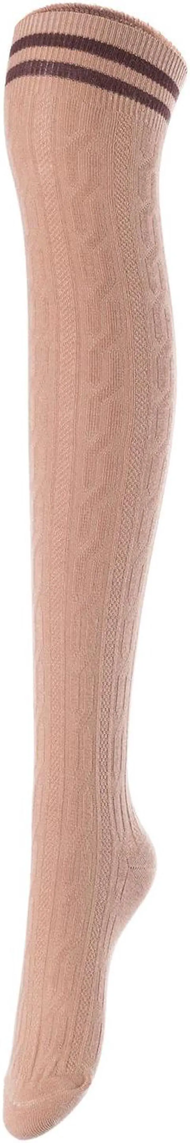 Alt view image 2 of 6 - Lovely Annie Big Girl's Women's 5 Pairs Incredible Durable Super Soft Unique Over Knee High Thigh High Cotton Socks Size 6-9 A1023(Khaki)
