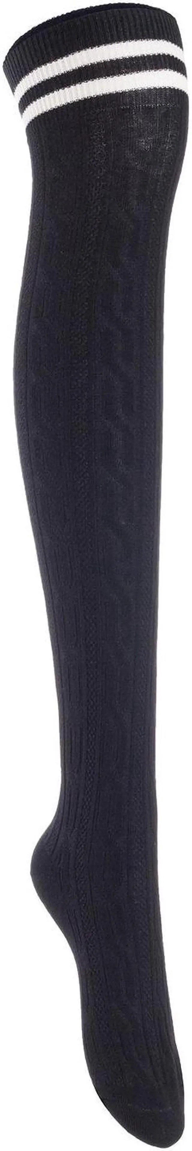 Alt view image 2 of 7 - Lian LifeStyle Exquisite Big Girl's Women's 3 Pairs Thigh High Cotton Socks. Super Comfortable Female Socks in Vibrant Colors Size 6-9 L1023(Black,Coffee,Wine)