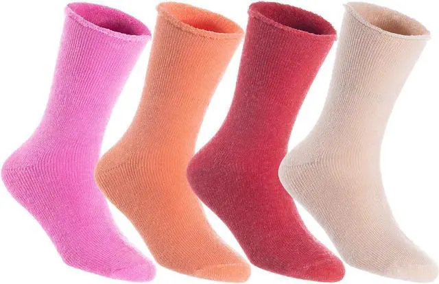 Main image of Lian LifeStyle Fantastic Children's 3 Pairs Wool Crew Socks Super Comfortable, Soft, and Durable LK0601 Size 6M-12M (Rose,Orange,Red,Beige)