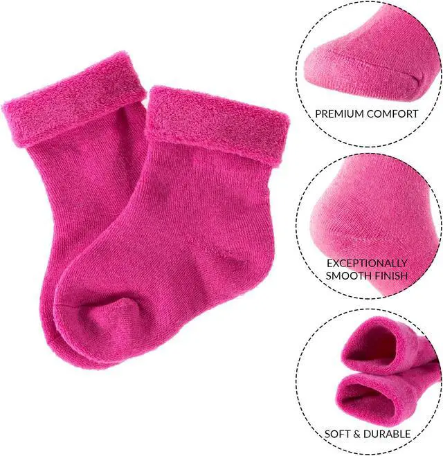 Alt view image 3 of 4 - Lian LifeStyle Children 2 Pairs Wool Crew Socks. Super Comfortable, Soft and Durable HRL1801 Size 0M-6M (Orange) 2p-2