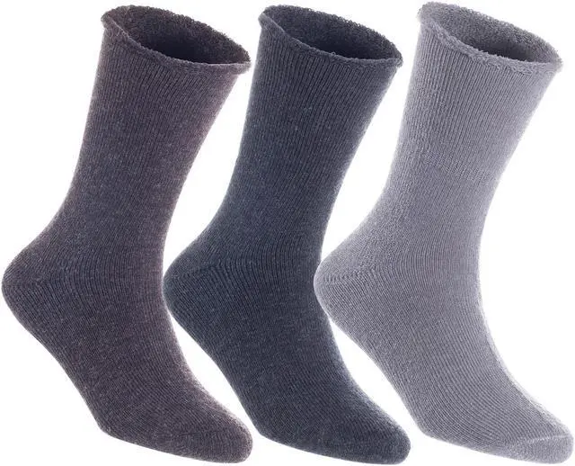 Main image of Lian LifeStyle Fantastic Children's 3 Pairs Wool Crew Socks Super Comfortable, Soft, and Durable LK0601 Size 6M-12M (Coffee,Dark Grey,Grey)