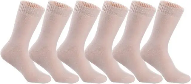 Main image of Lian LifeStyle Fantastic Children's 6 Pairs Wool Crew Socks Super Comfortable, Soft, and Durable LK0601 Size 3Y-5Y (Beige)