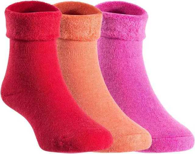 Main image of Lian LifeStyle 6 Pairs Children Wool Crew Socks. Super Comfortable, Soft and Durable HRL1801 Size 6M-12M (Rose, Orange, Red)