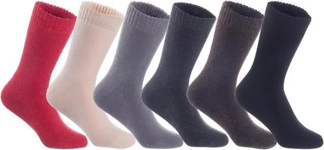 Main image of Lian LifeStyle Women's 6 Pairs Perfect Fit Wool Crew Socks. Cute and Comfortable LK0602 Size 6-9 (Black, Coffee, Dark Grey, Grey, Red, Beige)