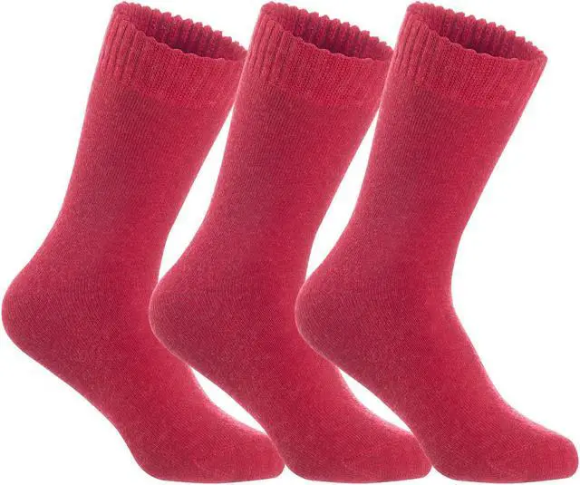 Alt view image 4 of 4 - Lian LifeStyle Women's 4 Pairs Perfect Fit Wool Crew Socks. Cute and Comfortable with Wide Range of Colors and Styles LK0602 Size 6-9 (Red)