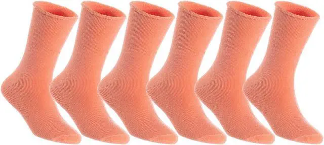 Main image of Lian LifeStyle Fantastic Children's 6 Pairs Wool Crew Socks Super Comfortable, Soft, and Durable LK0601 Size 3Y-5Y (Orange)