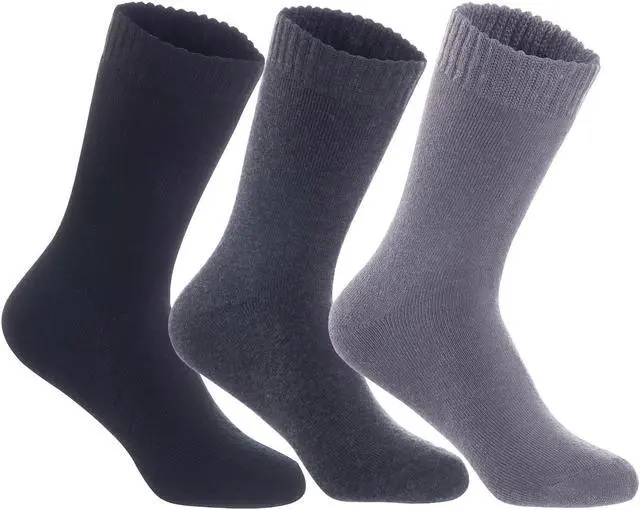 Main image of Lian LifeStyle Men's 3 Pairs Ultralight Breathable Wool Crew Socks. High Performance and Extra Comfortable LK0602 Size 6-9 (Black,Dark Grey,Grey)