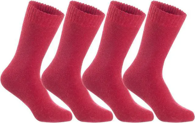 Main image of Lian LifeStyle Women's 4 Pairs Perfect Fit Wool Crew Socks. Cute and Comfortable with Wide Range of Colors and Styles LK0602 Size 6-9 (Red)