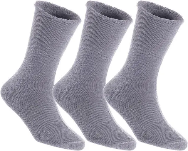 Main image of Lian LifeStyle Fantastic Children's 3 Pairs Wool Crew Socks Super Comfortable, Soft, Adorable and Durable LK0601 Size 0M-6M (Grey)