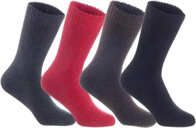 Main image of Lian LifeStyle Fantastic Children's 3 Pairs Wool Crew Socks Super Comfortable, Soft, and Durable LK0601 Size 3Y-5Y (Dark Grey,Red,Coffee,Black)