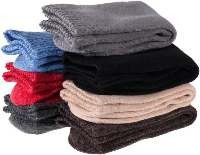 Alt view image 2 of 4 - Lian LifeStyle Women's 4 Pairs Perfect Fit Wool Crew Socks. Cute and Comfortable with Wide Range of Colors and Styles LK0602 Size 6-9 (Red)