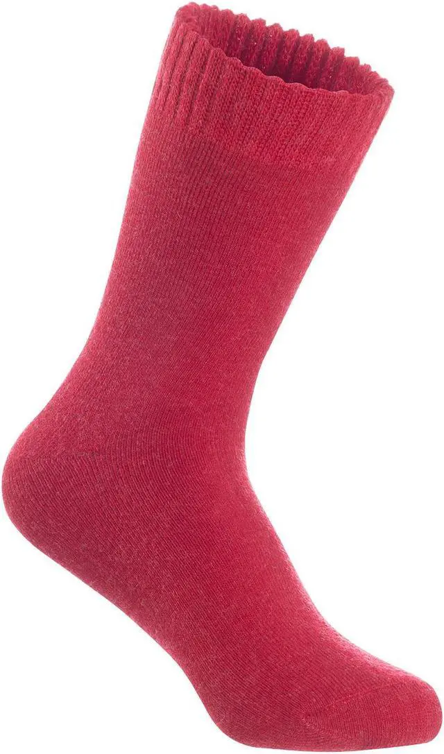 Alt view image 3 of 4 - Lian LifeStyle Women's 4 Pairs Perfect Fit Wool Crew Socks. Cute and Comfortable with Wide Range of Colors and Styles LK0602 Size 6-9 (Red)