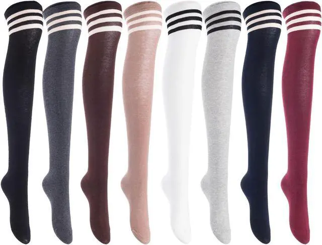 Main image of Meso Women's Big Girl's 4 Pairs Splendid Knee High Cotton Socks, Strong, Soft, Cozy, Stylish Suitable for Multiple Activities Size 6-9 M1022(Assorted)