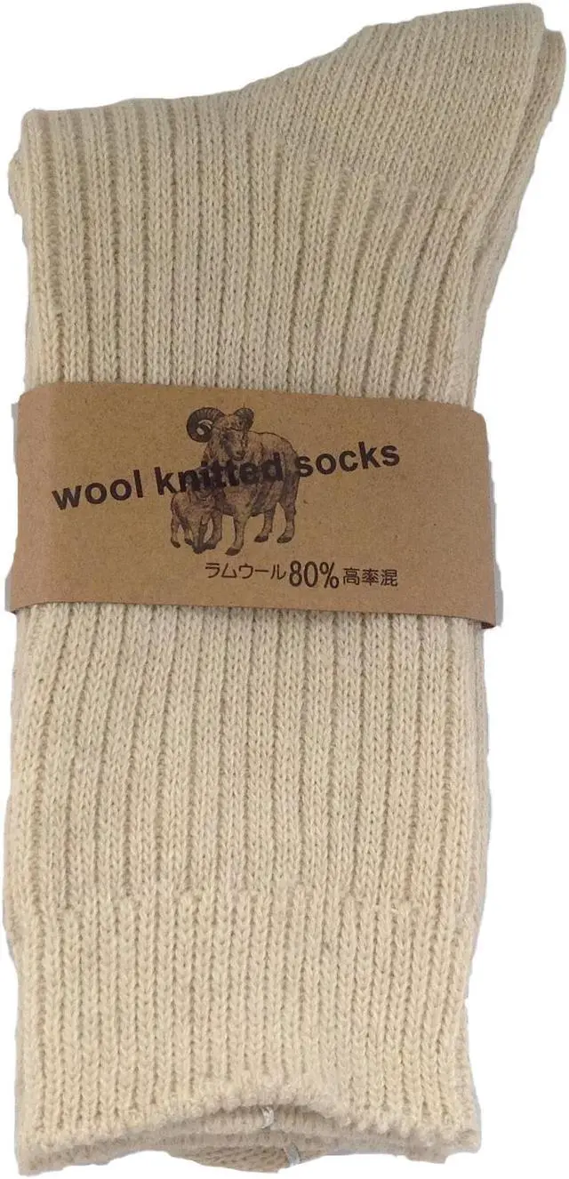 Alt view image 2 of 3 - Lian LifeStyle Women's 1 Pair Perfect Fit Wool Crew Socks For Healthy Feet. Cozy, Cute, And Comfortable with a Wide Range of Colors Size 6-9(Beige)