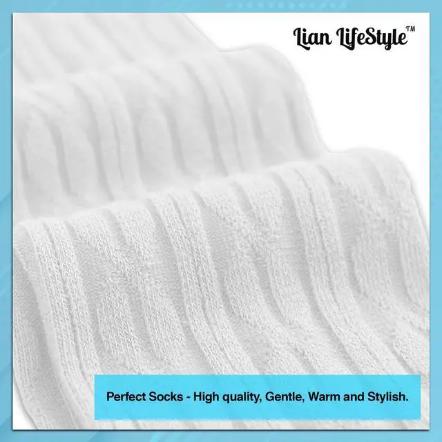 Alt view image 6 of 7 - Lian LifeStyle Women's 3 Pairs Adorable Comfortable Soft Thigh High Over Knee High Cotton Socks Size 6-9 L1024 (Black,Cream,Navy)