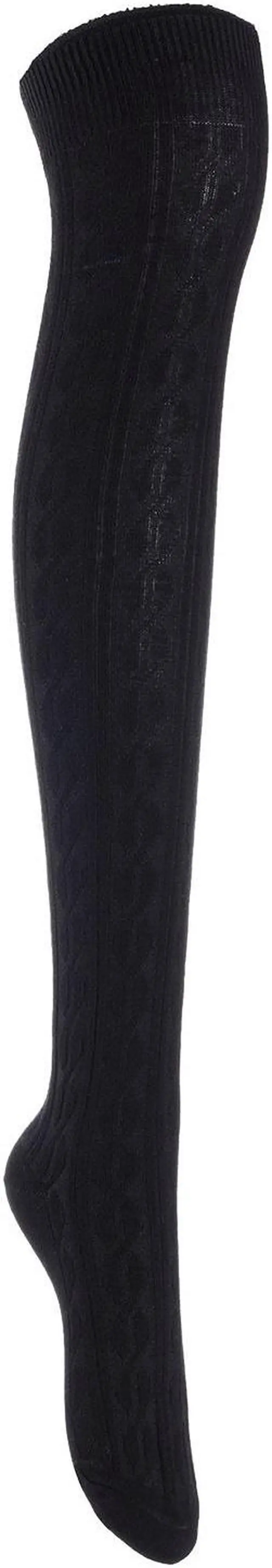 Alt view image 2 of 5 - Lian LifeStyle Women's 5 Pairs Adorable Comfortable Soft Thigh High Over Knee High Cotton Socks Size 6-9 L1024 (Black)