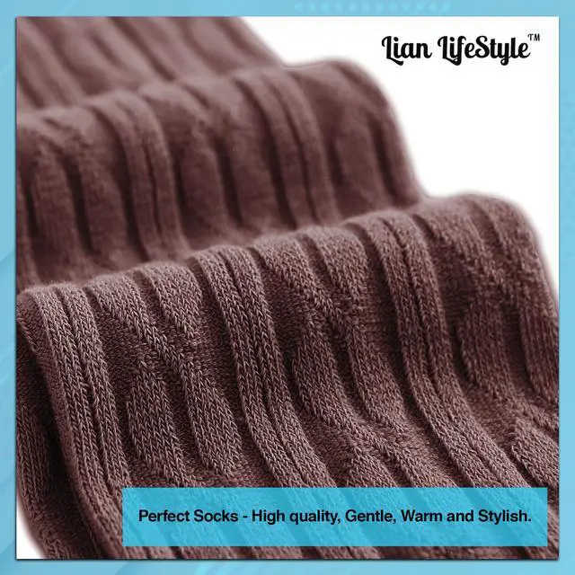 Alt view image 3 of 4 - Lian LifeStyle Women's 3 Pairs Adorable Comfortable Soft Thigh High Over Knee High Cotton Socks Size 6-9 L1024(Coffee)