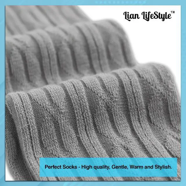 Alt view image 5 of 7 - Lian LifeStyle Women's 3 Pairs Adorable Comfortable Soft Thigh High Over Knee High Cotton Socks Size 6-9 L1024(Black,Dark Grey,Cream White)