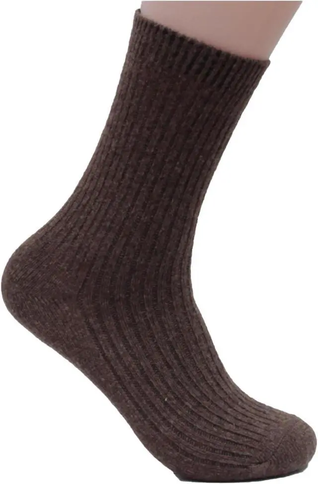 Alt view image 3 of 4 - Lian LifeStyle Men's 1 Pair Ultralight Wool Crew Socks Breathable For All-Season & Weather FS03 Size 6-9(Brown)