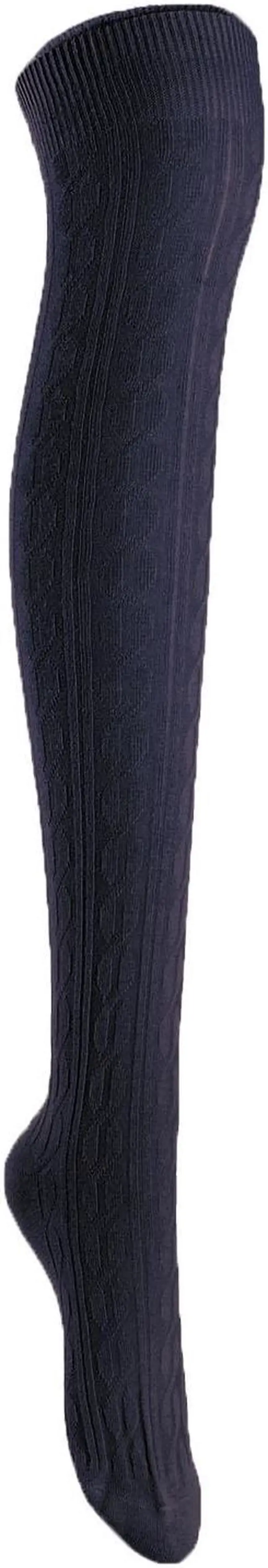 Alt view image 2 of 4 - Lian LifeStyle Women's 3 Pairs Adorable Comfortable Soft Thigh High Over Knee High Cotton Socks Size 6-9 L1024(Navy)