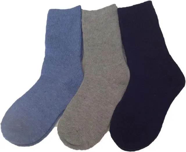 Alt view image 2 of 3 - Meso 6 Pairs Unisex Stretchy Wool Socks for Kids | All-Season Children’s Sturdy and Thermal Toddler Socks Plain CGF Size 0M-1Y (Blue, Gray, Navy)
